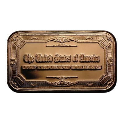 Lingot Cuivre 1 Once Billet 500 Dollars McKinley