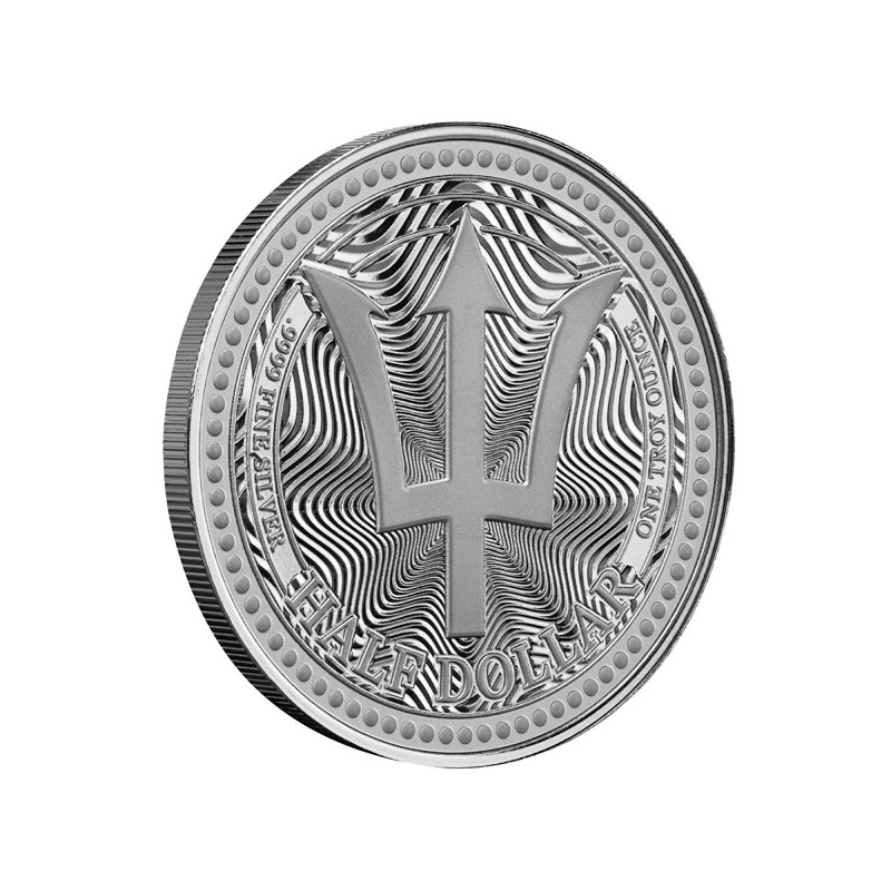 BARBADE 1/2 Dollar Argent 1 Once Trident 2025 ⏰