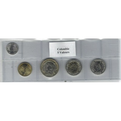 Colombie série de 5 pièces de monnaie