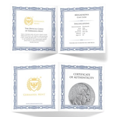 LIBERIA 20 Dollars Argent 1 Once Lion des Cavernes 2026 ⏰