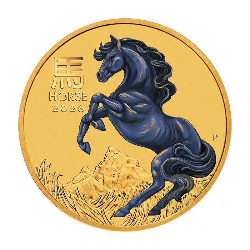 AUSTRALIE 15 Dollars Or 1/10 Once Couleur Année du Cheval 2026 ⏰