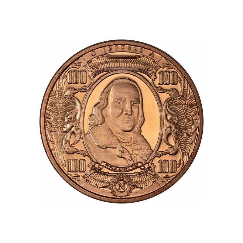 Médaille Cuivre 1 Once Billet 100 Dollars