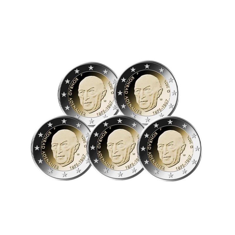 ALLEMAGNE 5 x 2 Euro Konrad Adenauer 2026 UNC