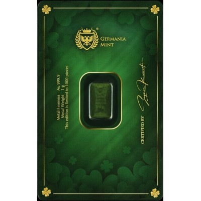 Germania Mint Lingotin Or 1 Gramme 999/1000 St Patrick's Day ⏰
