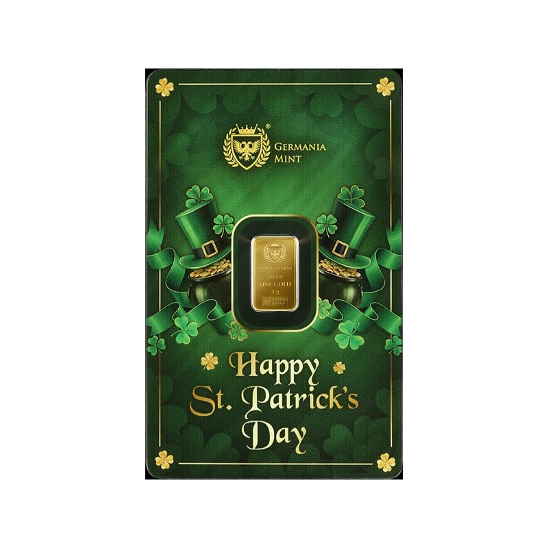 Germania Mint Lingotin Or 1 Gramme 999/1000 St Patrick's Day