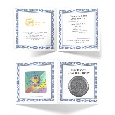 GERMANIA 2 Onces Argent Ours de Berlin 2026 ⏰