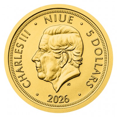 NIUE 5 Dollars Or 1/25 Once Lion Tchèque 2026 ⏰