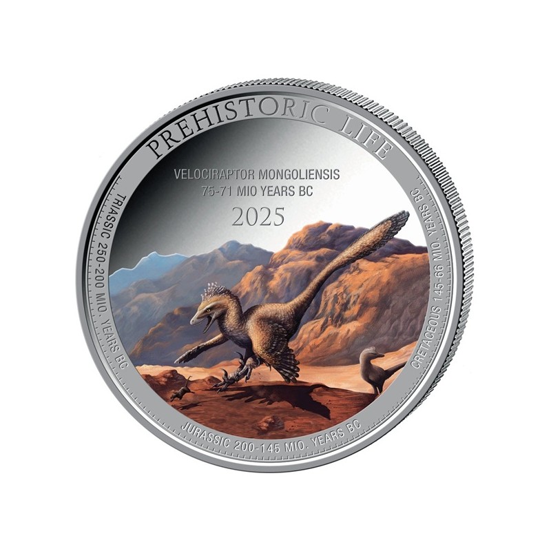 CONGO 20 Francs Argent Couleur 1 Once Vie Préhistorique Velociraptor Mongoliensis 2025