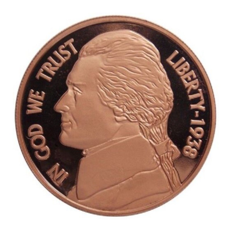 Médaille Cuivre 1 Once Nickel Jefferson
