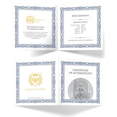 Médaille 5 Mark argent 1 Once Germania 2026 ⏰