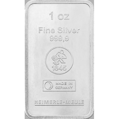 Lingot Argent 1 Once Heimerle et Meule ⏰