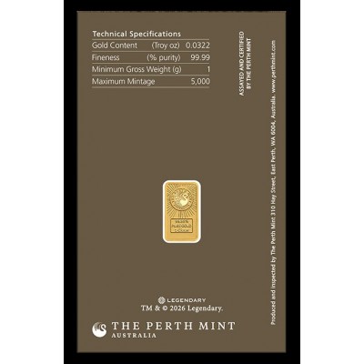 AUSTRALIE Lingotin Or 1 Gramme 999/1000 Dune ⏰