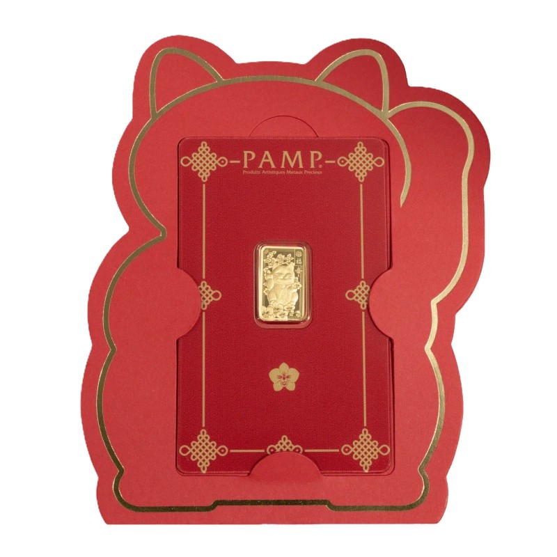 PAMP Lingot Or 2,5 gr Chat porte-bonheur