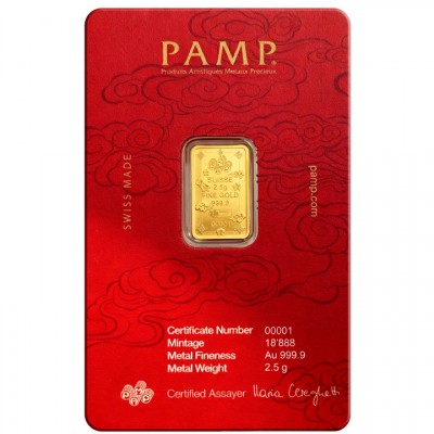 PAMP Lingot Or 2,5 gr Chat porte-bonheur ⏰