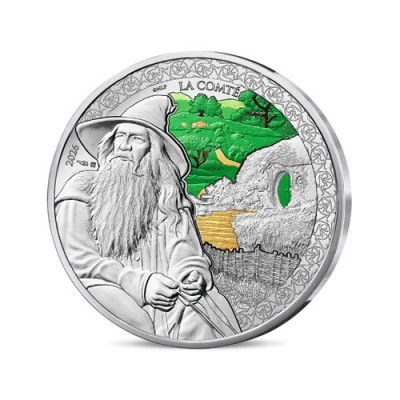 FRANCE Seigneur des Anneaux 50 EURO ARGENT Gandalf et la Comté 1/4