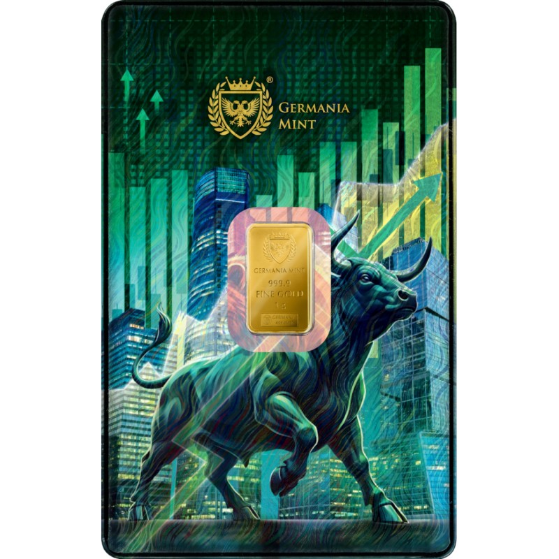Germania Mint Lingotin Or 1 Gramme 999/1000 Taureau et Ours ⏰