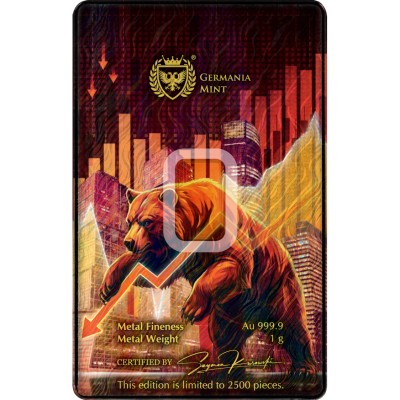 Germania Mint Lingotin Or 1 Gramme 999/1000 Taureau et Ours ⏰