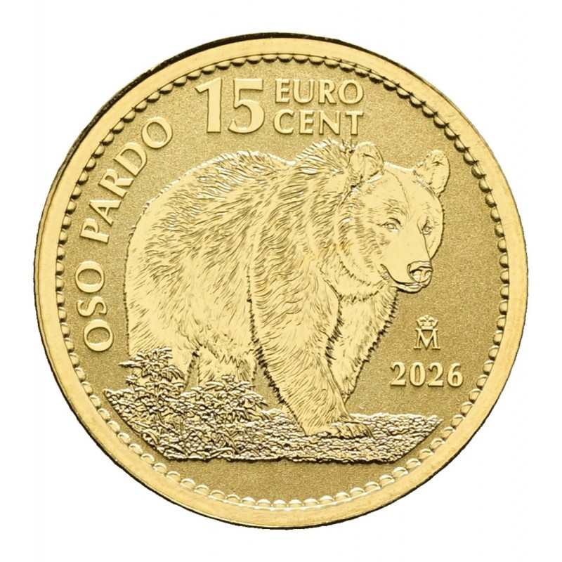 ESPAGNE 15 Cent Or 1/10 Once Ours Brun 2026