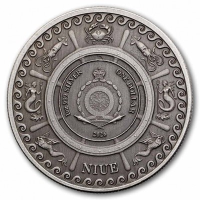 NIUE 1 Dollar Argent Antique 1 Once Kraken 2026 ⏰