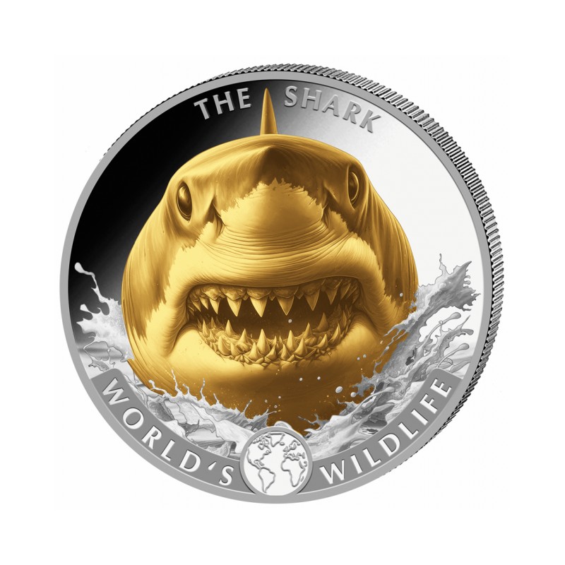 CONGO 20 Francs Argent Doré 1 Once Vie Sauvage le Requin 2026 ⏰