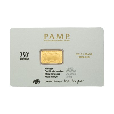 PAMP Lingot Or 2,5 gr 250 Ans des USA ⏰