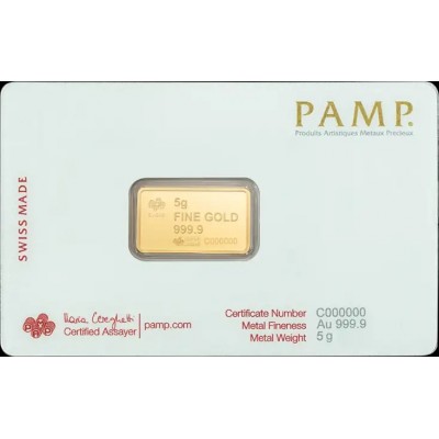 PAMP Lingot Or 5 gr L'Amérique libre : Aigle à tête blanche ⏰