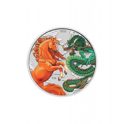 AUSTRALIE 1 Dollar Argent Feu et Terre 1 Once Cheval et Dragon 2026 ⏰