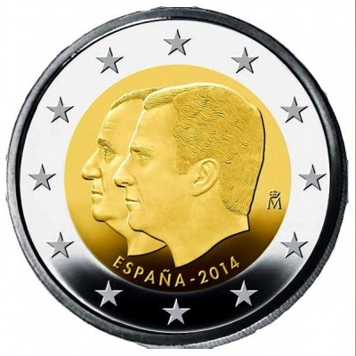 ESPAGNE 2 Euro Commémorative Changement de Trone 2014 UNC
