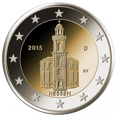ALLEMAGNE 2 Euro Hesse Eglise Saint Paul de Francfort 2015 UNC