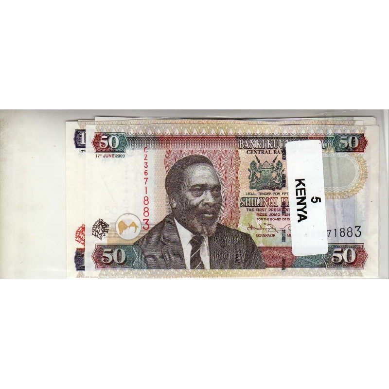 Lot de 5 billets de Banque neufs du Kenya tous différents