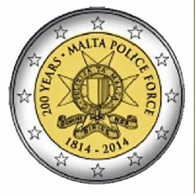 MALTE 2 Euro 200 Ans Force de Police 2014 UNC