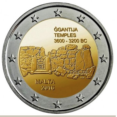 MALTE 2 Euro Temples Mégalithiques de Ggantija 2016 UNC