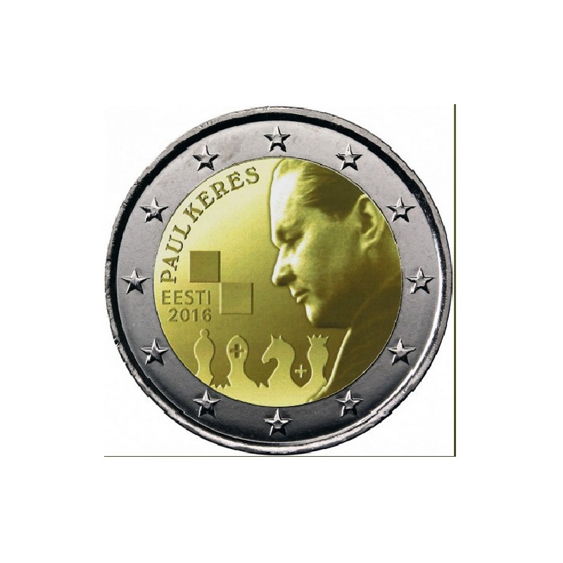 ESTONIE 2 Euro Commémorative Grand Maitre aux Echecs Paul Keres 2016 UNC