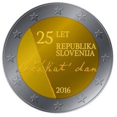 SLOVENIE 2 Euro 25ème Anniversaire Indépendance 2016 UNC