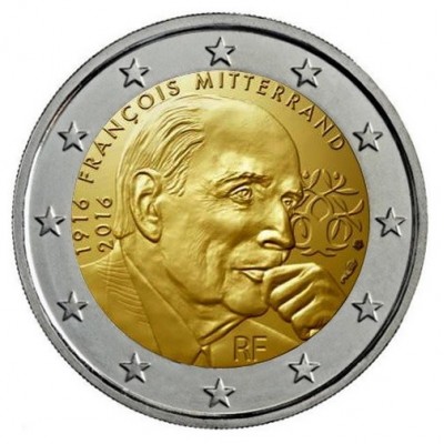 FRANCE 2 Euros commémorative François Mitterrand 2016 UNC